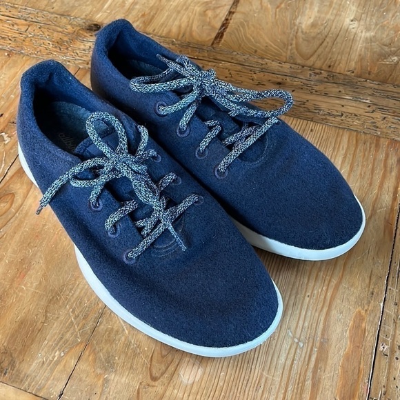 ALLBIRDS Men's Wool Runners Tuke Midnight/Cream Sole Comfort Shoes 10 - Picture 1 of 11